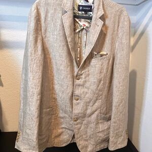 Cremieux Linen Blazer Men's Martinique Collection Henry Washed Size Medium